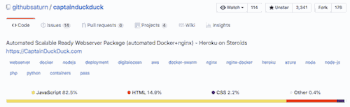 CaptainDuckDuck is 80% Javascript! (And the rest is the docs' HTML.)
